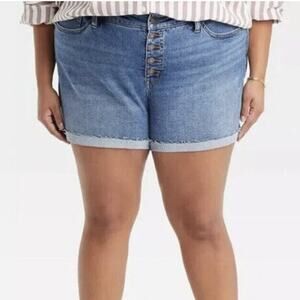 NWT Ava and Viv mid rise denim Jean shorts women's plus size 26w